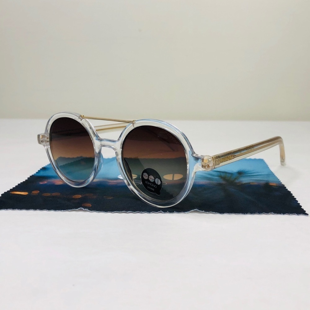 NEW KOMONO sunglasses Vivien Clear gold round - Picture 8 of 15